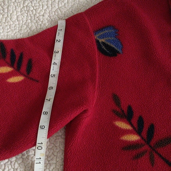 Vintage Talbots Medium Leaf Print Full Button Front Fleece Sweater Jacket - Picture 6 of 12